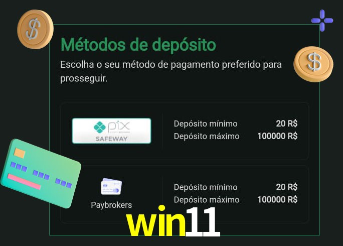 O cassino win11 oferece uma grande variedade de métodos de pagamento